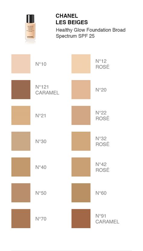 Chanel les beiges colour chart